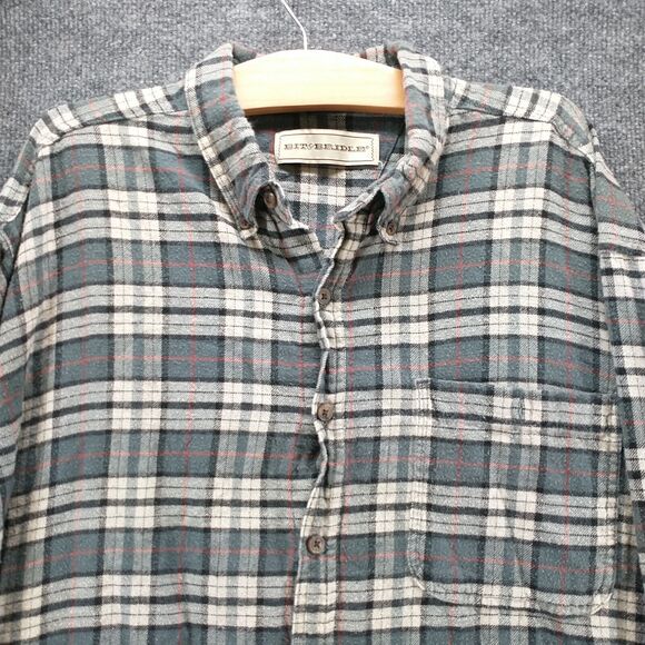 Bit & Bridle Men's Flannel Button-Down Shirt Multi Plaid 2X Long Sleeve Cotton - Picture 3 of 13